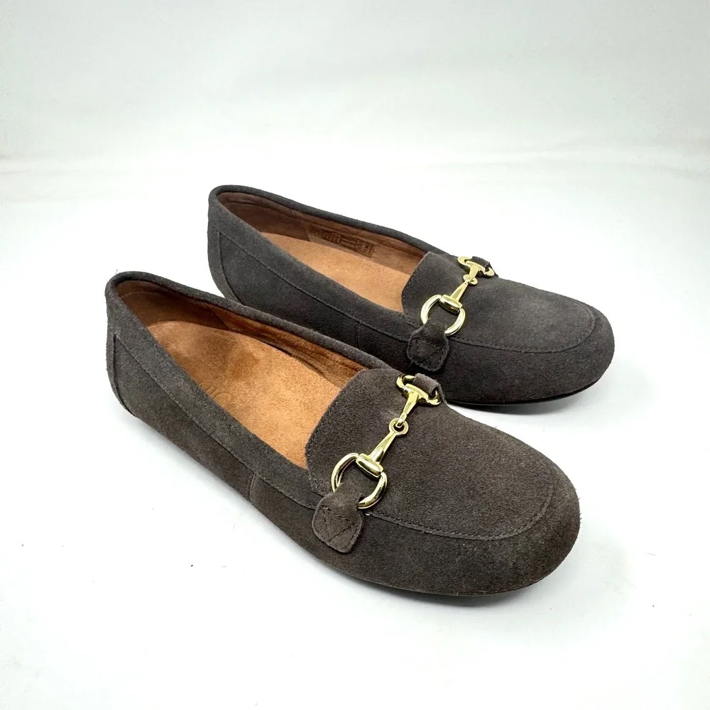 Vionic Bibiana Horsebit Loafers Grey Suede Orthotic Flat Shoes Women 8‎
